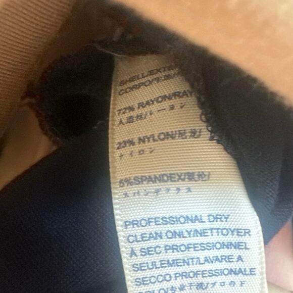 Rebecca Minkoff Navy, White, and Tan Block Style Preppy Peplum Zip Up Blouse - Picture 5 of 7